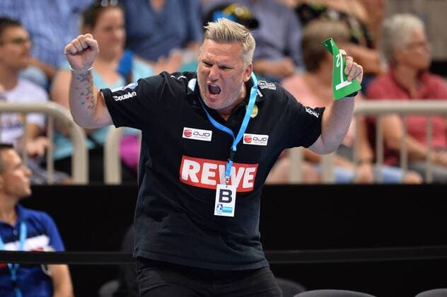 Handball Pixum Super Cup SG Flensburg Handewitt - Rhein-Neckar Löwen am 22.08.2018 im ISS Dome in Düsseldorf Nikolaj Jacobsen ( Cheftrainer Rhein-Neckar Löwen )