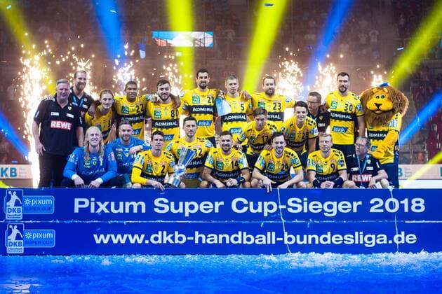 Pixum Super Cup-Sieger 2018 das Team der Rhein-Neckar Löwen SG Flensburg-Handewitt vs Rhein-Neckar Löwen, Handball, Pixum Super Cup, 22.08.18 Düsseldorf NRW Deutschland ISS Dome