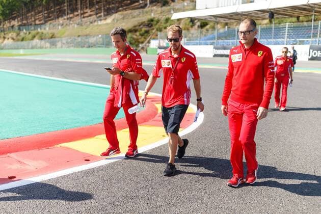 Sebastian Vettel (Scuderia Ferrari) besichtigt mit Teammitgliedern die Strecke, Grosser Preis von Belgien 2018, Motorsport, Formel 1, 23.07.2018, Grosser Preis von Belgien 2018, Motorsport, Formel 1, 23.07.2018 Copyright: xEIBNER AlexanderxNeisx EP_ANS