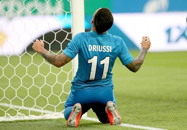 ST PETERSBURG, RUSSIA â€“ AUGUST 23, 2018: FC Zenit St Petersburg s Sebastian Driussi in Leg 1 of their 2018â€“19 UEFA Europa League play-off round football match against FC Molde at Saint Petersburg Stadium. Peter Kovalev TASS  TS08DBB3