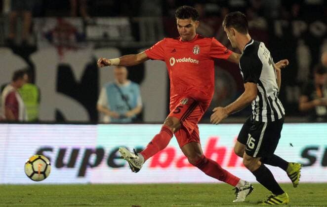 23.08.2018 Belgrade(Serbia) FK Partizan-Besiktas JK play off Europa League men s football Pepe(L) Besiktas JK : 