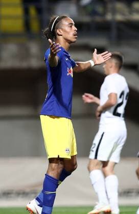 Luhansk - RB Leipzig Fussball Euro League Quali Saporoschje Ukraine, 23.08.2018, Slawutytsch-Arena, Fussball, Qualifikation zur UEFA Europa League, Playoff - HIN , FK Sorja Luhansk (UKR) vs. RB Leipzig (GER) 0:0 , Im Bild: Yussuf Poulsen (9, RB Leipzig) ,