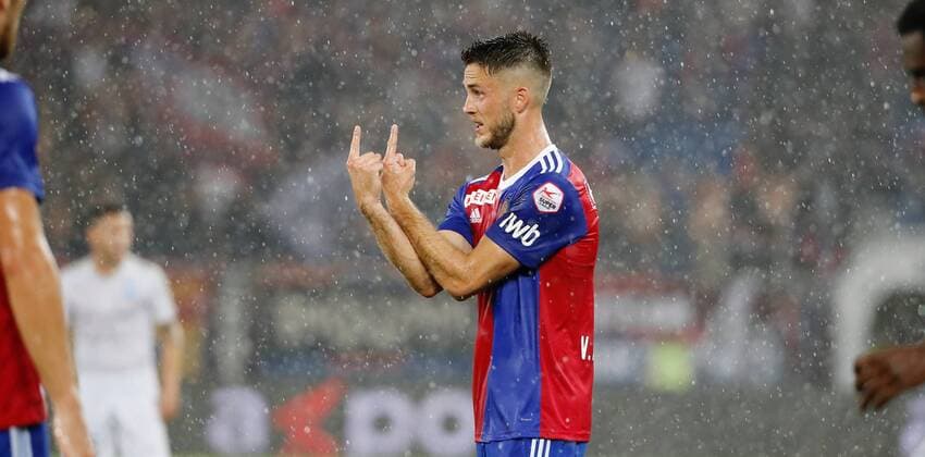 23.08.2018 St Jakob Park Basel , SCHWEIZ , Saison 2018 2019 Herren Fussball UEFA Europa League Qualifikation Hinspiel FC Basel - Apollon Limassol Ricky van Wolfswinkel (FC Basel)