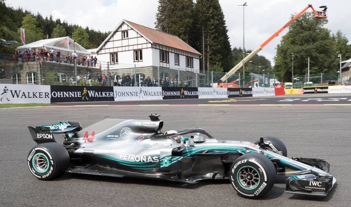 Mercedes British driver Lewis Hamilton pictured during the free test ahead of the Spa-Francorchamps Formula One Grand Prix of Belgium race, in Spa-Francorchamps, Friday 24 August 2018. BENOITxDOPPAGNE x05412053x