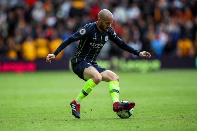 25th August 2018, Molineux, Wolverhampton, England; EPL Premier League football, Wolverhampton Wanderers versus Manchester City; David Silva of Manchester City controls the ball  ActionPlus12057900 StevexFeeney