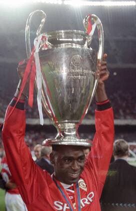 Dwight Yorke im Finale des Europapokals der Landesmeister zwischen Manchester United ManU und dem FC Bayern München am 26.5.1999 in Barcelona Dwight Yorke im Finale des Europapokals der Landesmeister zwischen Manchester United und dem FC Bayern München am 26.5.1999 in Barcelona
