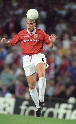 Jap Stam im Finale des Europapokals der Landesmeister zwischen Manchester United ManU und dem FC Bayern München am 26.5.1999 in Barcelona Jap Stam im Finale des Europapokals der Landesmeister zwischen Manchester United und dem FC Bayern München am 26.5.1999 in Barcelona