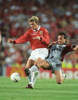 Jens Jeremies im Finale des Europapokals der Landesmeister zwischen Manchester United ManU und dem FC Bayern München am 26.5.1999 in Barcelona Jens Jeremies im Finale des Europapokals der Landesmeister zwischen Manchester United und dem FC Bayern München am 26.5.1999 in Barcelona