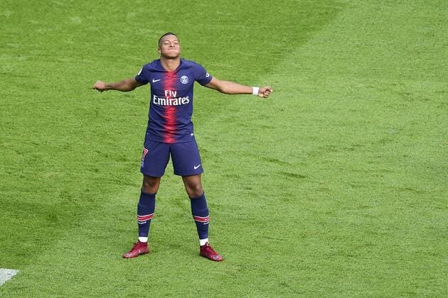 joie des joueurs du PSG apres le but de MBAPPE Kylian (PSG) FOOTBALL : PSG vs Angers - Conforama L1 - 25 08 2018 JBAutissier Panoramic 