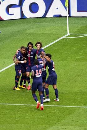 joie des joueurs du PSG apres le but de NEYMAR JR (PSG) FOOTBALL : PSG vs Angers - Conforama L1 - 25 08 2018 JBAutissier Panoramic 
