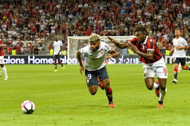 Allan Saint Maximin (OGC Nice) - Valentin Rosier 5Dijon) FOOTBALL : OGC Nice vs Dijon - Ligue 1 Conforama - Nice - 25 08 2018 NorbertScanella Panoramic 