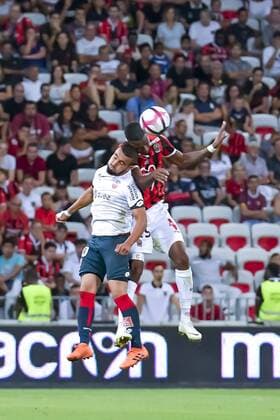Romain Amalfitano (Dijon) - Christophe Herelle (OGC Nice) FOOTBALL : OGC Nice vs Dijon - Ligue 1 Conforama - Nice - 25 08 2018 NorbertScanella Panoramic 