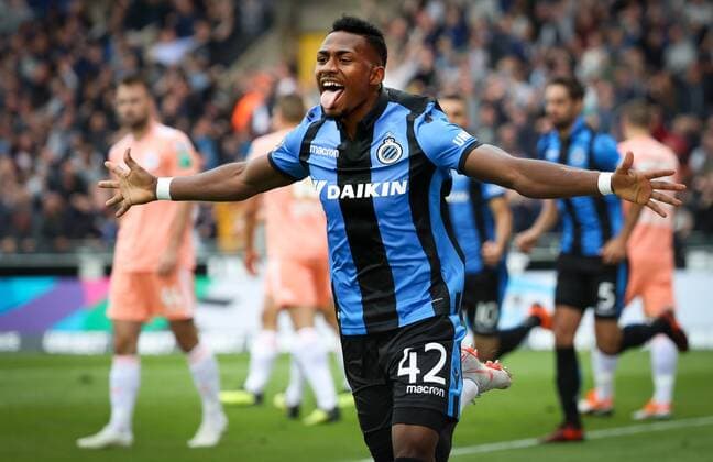 Club s Emmanuel Bonaventure Dennis celebrates after scoring during the Jupiler Pro League match between Club Brugge and RSC Anderlecht, in Brugge, Sunday 26 August 2018, on the fifth day of the Jupiler Pro League, the Belgian soccer championship season 2018-2019. VIRGINIExLEFOUR  x05414030x