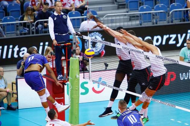 Volleyball, Länderspiel, Kanada - Frankreich KRAKOW 26.08.2018 SIATKOWKA XVI MEMORIAL HUBERTA JERZEGO WAGNERA --- VOLLEYBALL XVI HUBERT JERZY WAGNER MEMORIAL TOURNAMENT KANADA - FRANCJA CANADA - FRANCE N Z EARVIN NGAPETH SHARON VERNON EVANS GRAHAM VIGRASS ERIC LOEPPKY FOT ANNA KLEPACZKO FOTOPYK NEWSPIX.PL --- Newspix.pl  180826LUM019