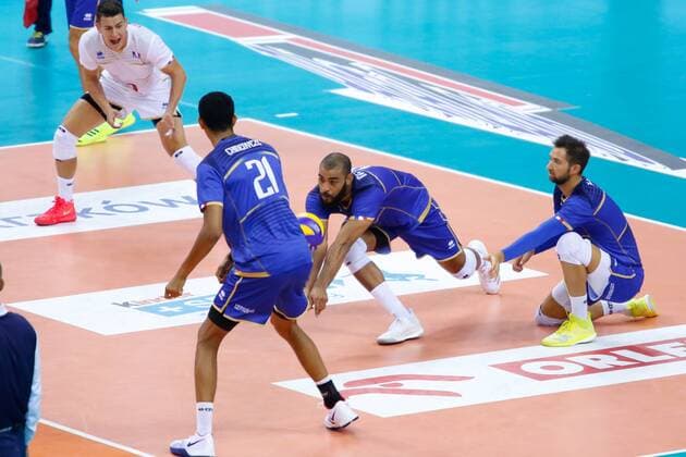 Volleyball, Länderspiel, Kanada - Frankreich KRAKOW 26.08.2018 SIATKOWKA XVI MEMORIAL HUBERTA JERZEGO WAGNERA --- VOLLEYBALL XVI HUBERT JERZY WAGNER MEMORIAL TOURNAMENT KANADA - FRANCJA CANADA - FRANCE N Z JENIA GREBENNIKOV BARTHELEMY CHINENYEZE EARVIN NGAPETH KEVIN TILLIE FOT ANNA KLEPACZKO FOTOPYK NEWSPIX.PL --- Newspix.pl  180826LUM034