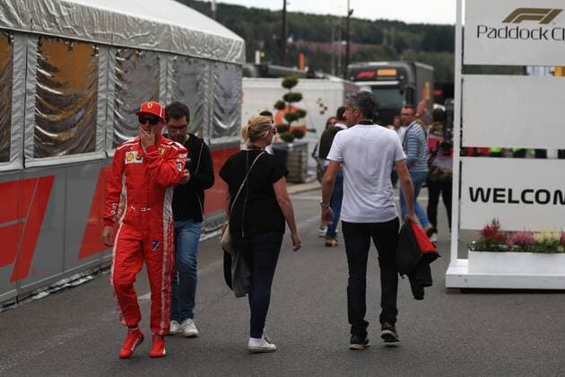 26th August 2018, Circuit de Spa-Francorchamps, Francorchamps, Belgium, Formula One Grand Prix of Belgium, Race Day; Scuderia Ferrari, Kimi Raikkonen walks along the paddock after retiring from race  ActionPlus12058493 Octane