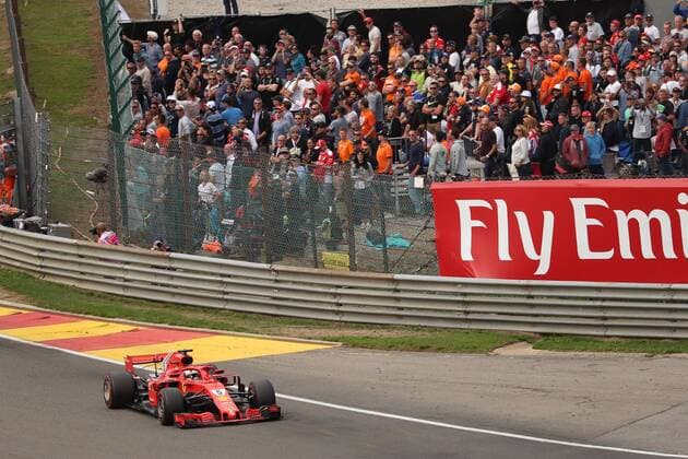 Ferrari s German driver Sebastian Vettel pictured during the Spa-Francorchamps Formula One Grand Prix of Belgium race, in Spa-Francorchamps, Sunday 26 August 2018. BRUNOxFAHY  x05414258x