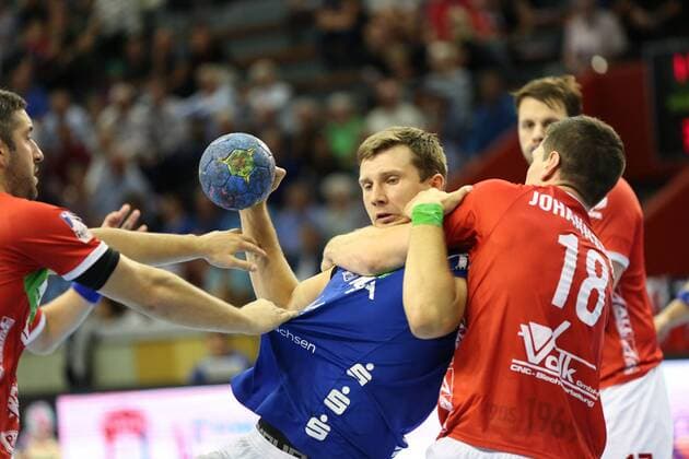 Ragnar Johannsson (TV Huettenberg, 18), Kevin Roch (EHV Aue, 6)7 TV Huettenberg - EHV Aue, 2. HBL Giessen