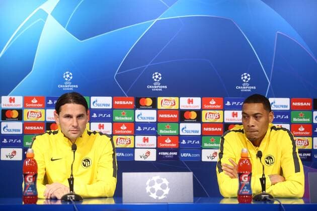 BSC Young Boys conference - Zagreb, Croatia 27.08.2018., Zagreb, Croatia - BSC Young Boys conference ahead of tomorrow s match of 4th UEFA Champions Leaguewith GNK Dinamo. Gerardo Seoane, Guillame Hoarau.  LukaxStanzl PIXSELL