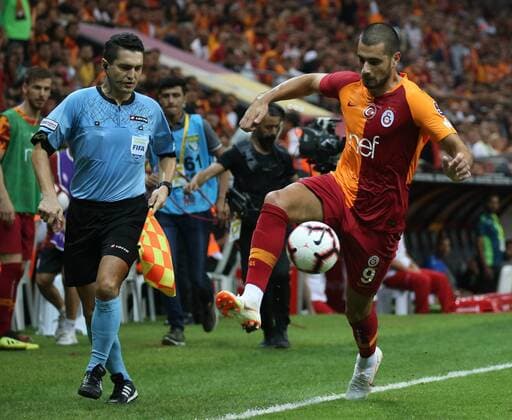 Eren Derdiyok of Galatasaray during the Turkish Superlig match between Galatasaray and Alanyaspor at Turk Telekom Stadium in Istanbul , Turkey on August 27 , 2018. 