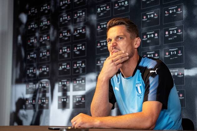180829 Markus Rosenberg of Malmö FF during a press conference PK Pressekonferenz and practice ahead of the Europa League qualifying match between Midtjylland and Malmö FF on August 29, 2018 in Herning. Photo: Ludvig Thunman BILDBYRAN kod LT 35528 Copyright: LUDVIGxTHUNMAN BB180829LT029