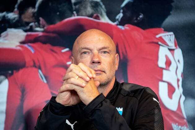 180829 head coach Uwe Rösler of Malmö FF during a press conference PK Pressekonferenz and practice ahead of the Europa League qualifying match between Midtjylland and Malmö FF on August 29, 2018 in Herning. Photo: Ludvig Thunman BILDBYRAN kod LT 35528 Copyright: LUDVIGxTHUNMAN BB180829LT031
