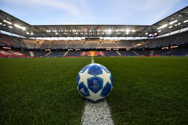 SOCCER - CL quali, RBS vs Belgrade SALZBURG,AUSTRIA,29.AUG.18 - SOCCER - UEFA Champions League qualification play-off, Red Bull Salzburg vs FC Red Star Belgrade. Image shows an overview of the Red Bull Arena and the champions league matchball. GEPAxpictures xFlorianxErtl