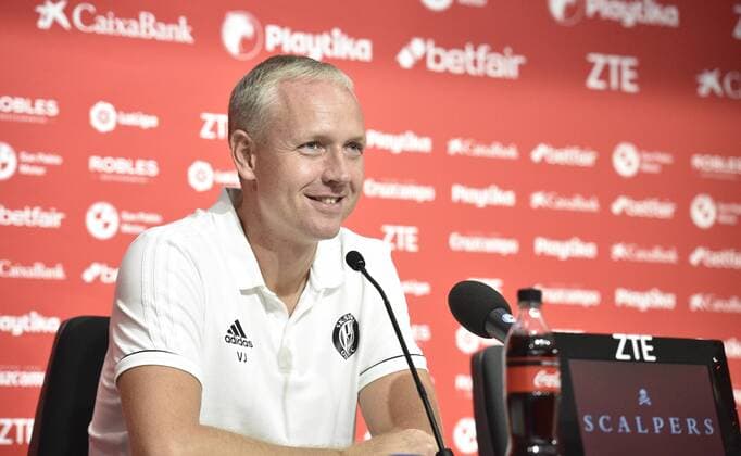 Vaclav Jilek, Head Coach of SK Sigma Olomouc, speaks during a press conference PK Pressekonferenz prior to the UEFA Europa League qualification match FC Sevilla vs SK Sigma Olomouc, 2nd leg, in Sevilla, Spain, on August 29, 2018. (CTKxPhoto DavidxSvab) CTKPhotoP201808291017501 