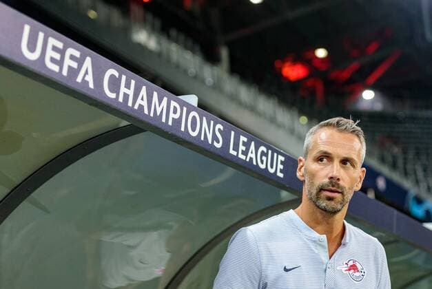 29.08.2018, Red Bull Arena, Salzburg, AUT, UEFA CL, FC Salzburg vs Roter Stern Belgrad, Qualifikation, Rueckspiel, im Bild Trainer Marco Rose (Salzburg) during the UEFA Champions League Qualification, 2nd Leg Match between FC Salzburg and Red Star Belgrade at the Red Bull Arena in Salzburg, Austria on 2018 08 29. Salzburg