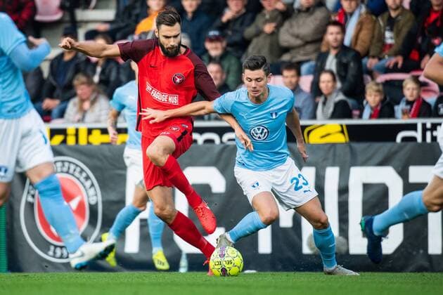 180830 of Midtjylland of Midtjylland and Marcus Antonsson of Malmö FF during the Europa League qualifying match between Midtjylland and Malmö FF on August 30, 2018 in Herning. Photo: Ludvig Thunman BILDBYRN kod LT 35529 Copyright: LUDVIGxTHUNMAN BB180830LT029