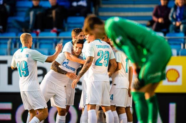 180830 Daler Kuzyaev of Zenit celebrates the 0-1 goal during the UEFA Europa League play-off match between Molde and FK Zenit St. Petersburg on August 30, 2018 in Molde. Copyright: MARIUSxSIMENSEN BB180830BB510