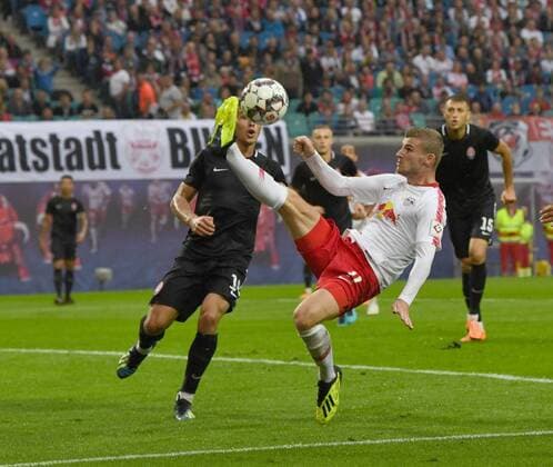 Fussball, Herren, Saison 2018 2019, Europa League-Qualifikation (Play-offs, Rückpiel), RB Leipzig - Sorja Luhansk, Timo Werner (RB Leipzig), 30.08. 2018, Copyright: xMatthiasxKochx