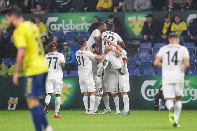 Genk s Ruslan Malinovski celebrates after scoring during a soccer game between Danish club Brondby IF and Belgian team KRC Genk, Thursday 30 August 2018 in Copenhagen, Denmark, the return game of the play-off for the UEFA Europa League competition. The first leg ended in a 5-2 Genk victory. BRUNOxFAHY  x05416643x