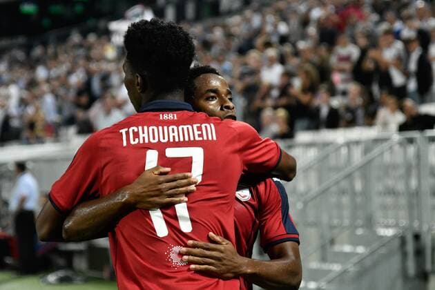 But et joie Francois Kamano (gir) FOOTBALL : Bordeaux vs KAA Gent- 4eme Tour Ligue Europa - Bordeaux - 30 08 2018 ThierryBreton Panoramic 