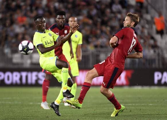 BORDEAUX, FRANCE - AUGUST 30 : Jaroslav Plasil midfielder of Bordeaux and Jean-Luc Dompe forward of KAA Gent pictured during match UEFA Europa League play offs Gent and Bordeaux on August 30, 2018 in Bordeaux, France, 30 08 2018 FOOTBALL : Bordeaux vs KAA Gent- 4eme Tour Ligue Europa - Bordeaux - 30 08 2018 PHOTONEWS PANORAMIC  775212207