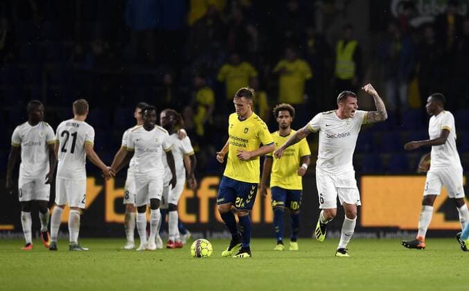Sebastian Dewaest, KRC Genk har scoret til 3-2 i UEFA Europa League kvalifikationskampen paa Broendby Stadion mellem Broendby IF og KFC Genk den 30. August 2018. , Broendby Denmark  Copyright: ©LarsxMoeller LarsxMoellerx spdk20180830-225402-L