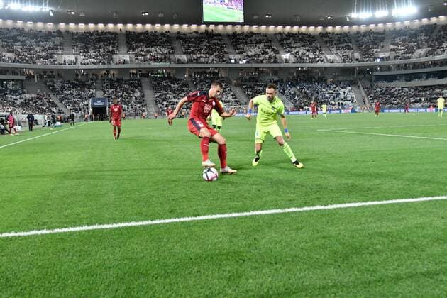 Nicolas De Preville (gir) FOOTBALL : Bordeaux vs KAA Gent- 4eme Tour Ligue Europa - Bordeaux - 30 08 2018 ThierryBreton Panoramic 