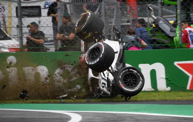 Crash, Marcus Ericsson, Alfa Romeo Sauber, F1 Team, formula 1 GP, Italien in Monza, 31.08.2018 Photo:mspb Jerry Andre Crash, Marcus Ericsson, formula 1 GP, Italien 2018