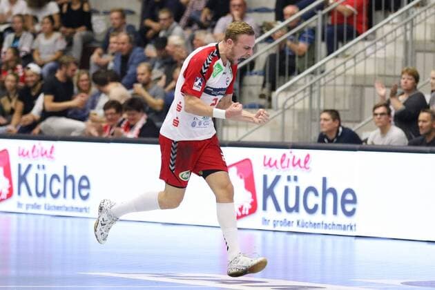 Torjubel bei Lukas Blohme (ASV Hamm-Westfalen 2), ASV Hamm-Westfalen vs TV Grosswallstadt, Handball, 2. Bundesliga, 31.08.2018, ASV Hamm-Westfalen vs TV Grosswallstadt, Handball, 2. Bundesliga, 31.08.2018 Hamm Copyright: xEIBNER JanxStrohdiekx EP_JSK
