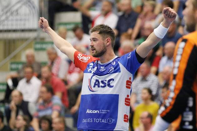 Jubel bei Jan Winkler (TV Grosswallstadt 34), ASV Hamm-Westfalen vs TV Grosswallstadt, Handball, 2. Bundesliga, 31.08.2018, ASV Hamm-Westfalen vs TV Grosswallstadt, Handball, 2. Bundesliga, 31.08.2018 Hamm Copyright: xEIBNER JanxStrohdiekx EP_JSK