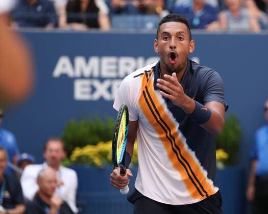 Nick Kyrgios reagiert ueberrascht auf einen Kunstschlag von Roger Federer,Ueberraschung, Mimik Copyright: xJuergenxHasenkopfx