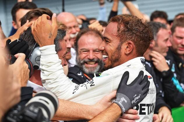 xekx 31.08.- 02.09.2018, FIA Formula 1 Championship, Formula 1, Grosser Preis von Italien 2018, GP Italia, Monza Im Bild: Sieger, 1. Platz, Lewis Hamilton (GBR 44), Mercedes AMG Petronas Motorsport Monza Italien