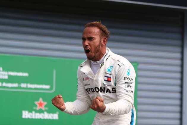 2nd September 2018, Autodromo Nazionale Monza, Monza, Italy, Formula One Grand Prix of Italy, race day; Mercedes AMG Petronas Motorsport, Lewis Hamilton wins the race and celebrates on his car in parc ferme  ActionPlus12060232 Octane