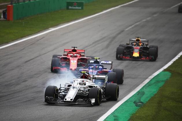 Photo4 LaPresse 02 09 2018 Monza, Italy Grand Prix Formula One Italia 2018 In the pic: Charles Leclerc (MON) Sauber C37, Pierre Gasly (FRA) Scuderia Toro Rosso STR13 and Sebastian Vettel (GER) Scuderia Ferrari SF71H  Copyright: xPhoto4 LaPressex