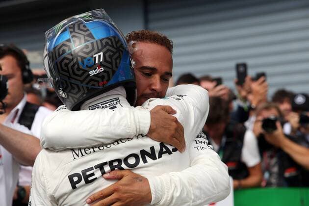 Photo4 LaPresse 02 09 2018 Monza, Italy Grand Prix Formula One Italia 2018 In the pic: Lewis Hamilton (GBR) Mercedes AMG F1 W09 and Valtteri Bottas (FIN) Mercedes AMG F1 W09  Copyright: xPhoto4 LaPressex