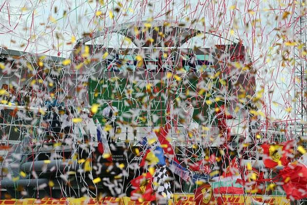 Photo4 LaPresse 02 09 2018 Monza, Italy Grand Prix Formula One Italia 2018 In the pic: Atmosphere, podium 1st position Lewis Hamilton (GBR) Mercedes AMG F1 W09 2nd position Kimi Raikkonen (FIN) Scuderia Ferrari SF71H 3rd position Valtteri Bottas (FIN) Mercedes AMG F1 W09  Copyright: xPhoto4 LaPressex