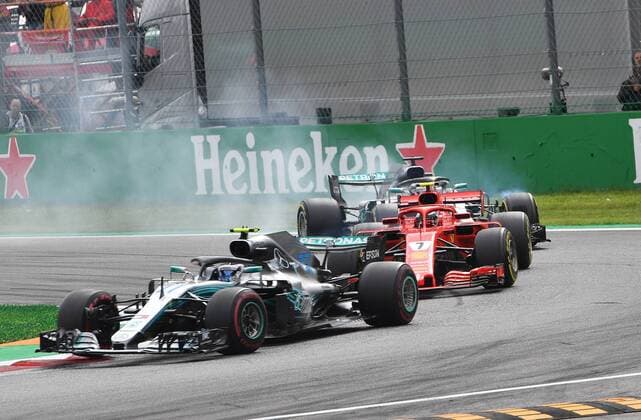 Valtteri Bottas; Mercedes Grand Prix, Kimi Raiikkoenen, Scuderia Ferrari, Lewis Hamilton; Mercedes Grand Prix, formula 1 GP, Italien in Monza, 02.09.2018 Photo:mspb Jerry Andre Valtteri Bottas; Kimi Raiikkoenen, Lewis Hamilton; formula 1 GP, Italien 2018