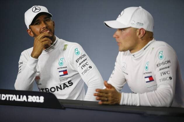 Motorsports: FIA Formula One World Championship WM Weltmeisterschaft 2018, Grand Prix of Italy, 44 Lewis Hamilton (GBR, Mercedes AMG Petronas Motorsport), 77 Valtteri Bottas (FIN, Mercedes AMG Petronas Motorsport), Monza Italy