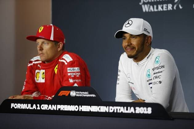 Motorsports: FIA Formula One World Championship WM Weltmeisterschaft 2018, Grand Prix of Italy, 7 Kimi Raikkonen (FIN, Scuderia Ferrari), 44 Lewis Hamilton (GBR, Mercedes AMG Petronas Motorsport), Monza Italy