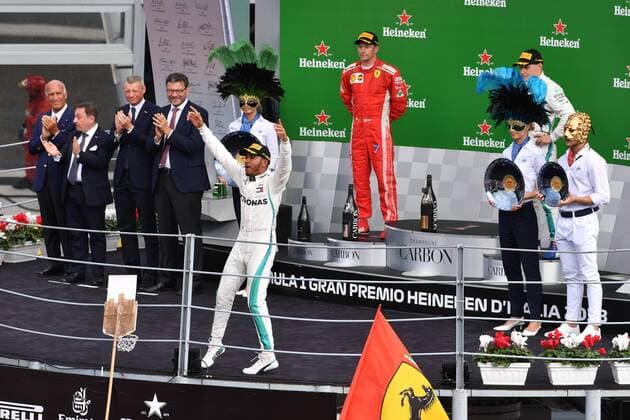 Freude bei Lewis Hamilton (Mercedes AMG Petronas Formula One Team) Grosser Preis von Italien, Renntag, 02.09.2018 ITA, Grosser Preis von Italien, 02.09.2018 Monza Copyright: xEIBNER JerryxAndrex EP_EER